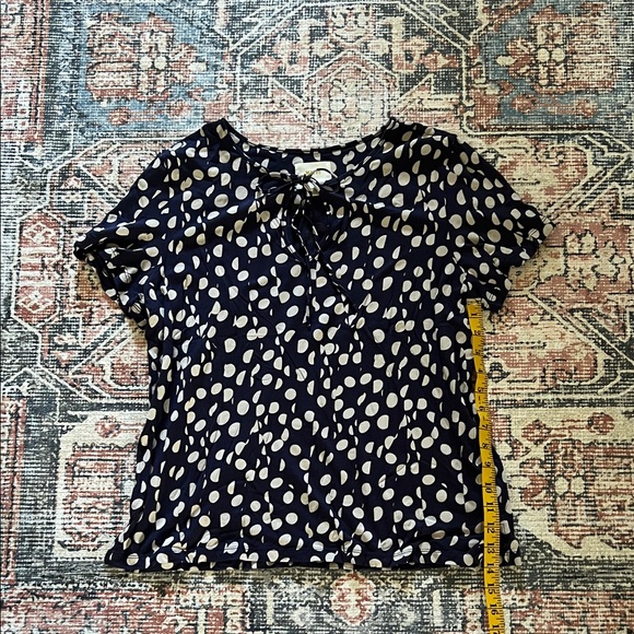 MAEVE BY ANTHROPOLOGIE Navy Polka Dot Women's Top Size: Large (L) - Picture 11 of 15